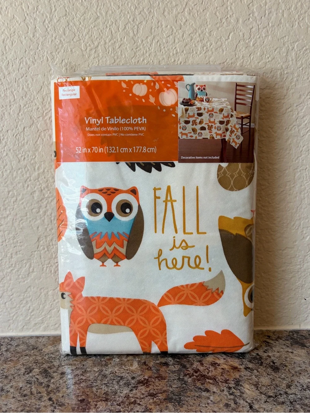 🦊Walmart Mainstays Fall Is Here Woodland Vinyl Tablecloth